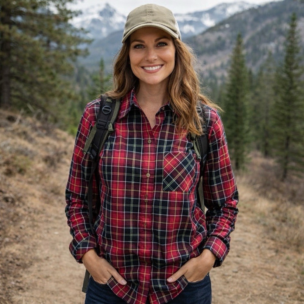 Orvis Button-Up Plaid Shirt Women Small Sz 4 Small Red Black Cotton Outdoors
